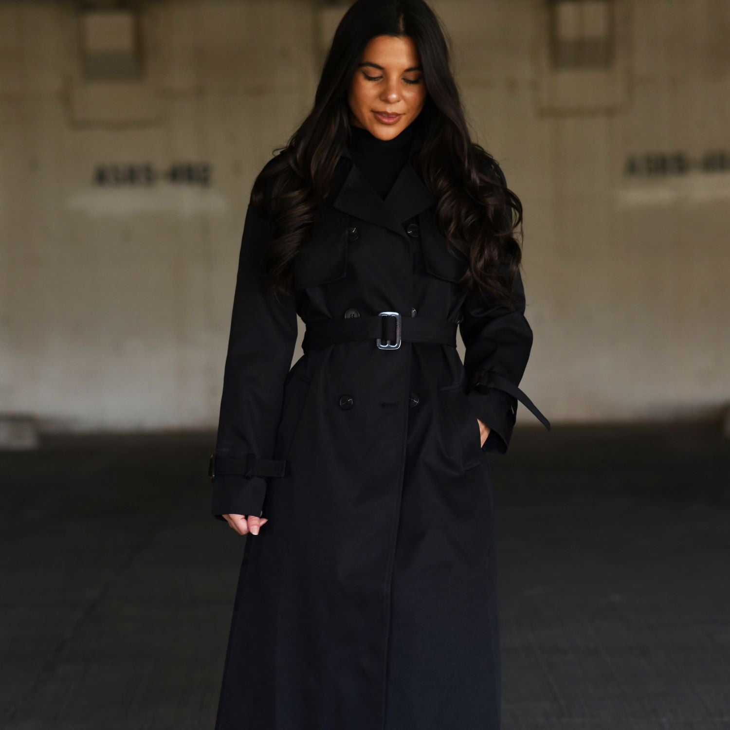 ladies black trench coat - womens black trench