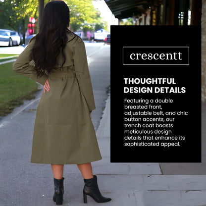 Classic Ladies Trench Coat - Army Green