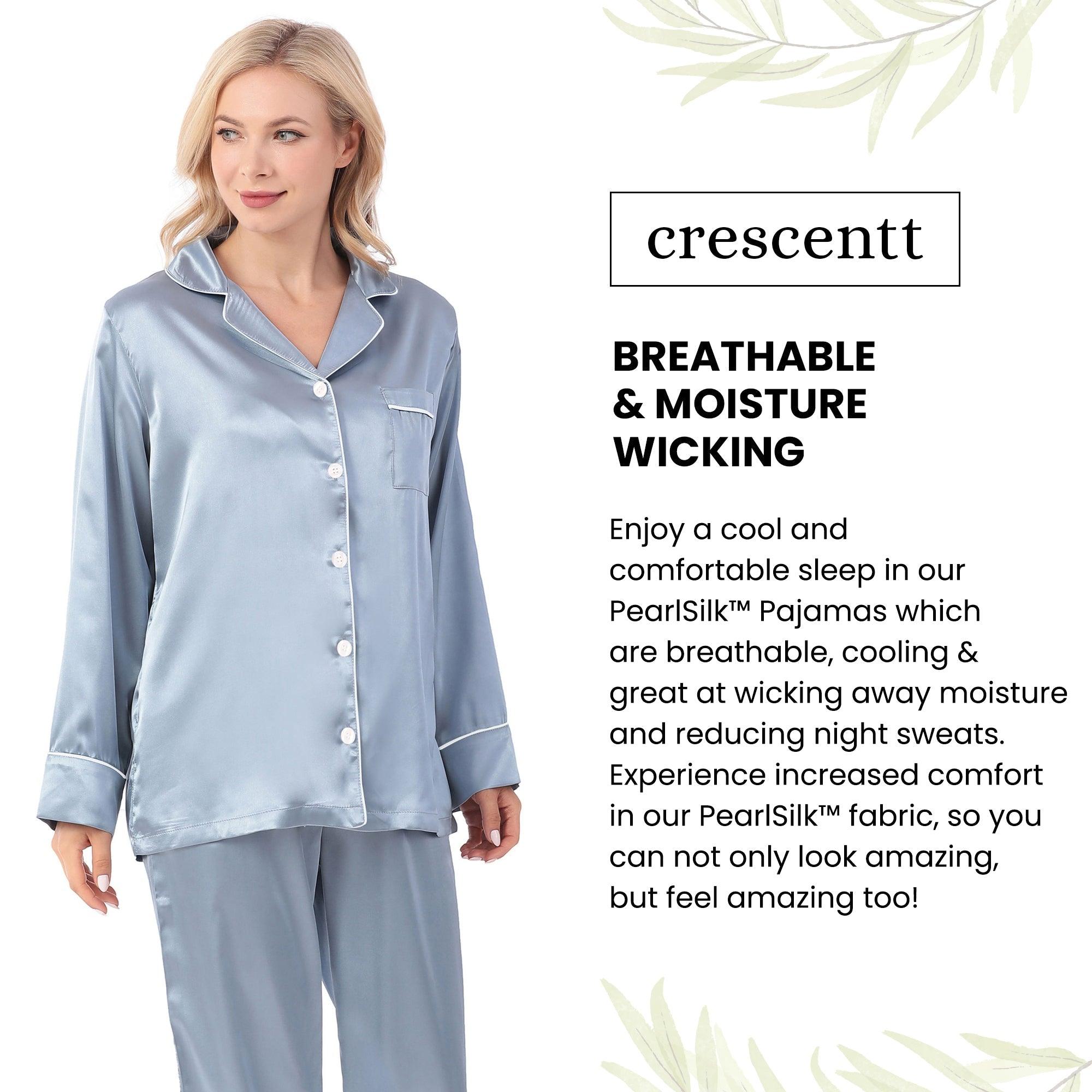 Best Silk Pajama Sets for Women Vegan Satin Nightwear Crescentt