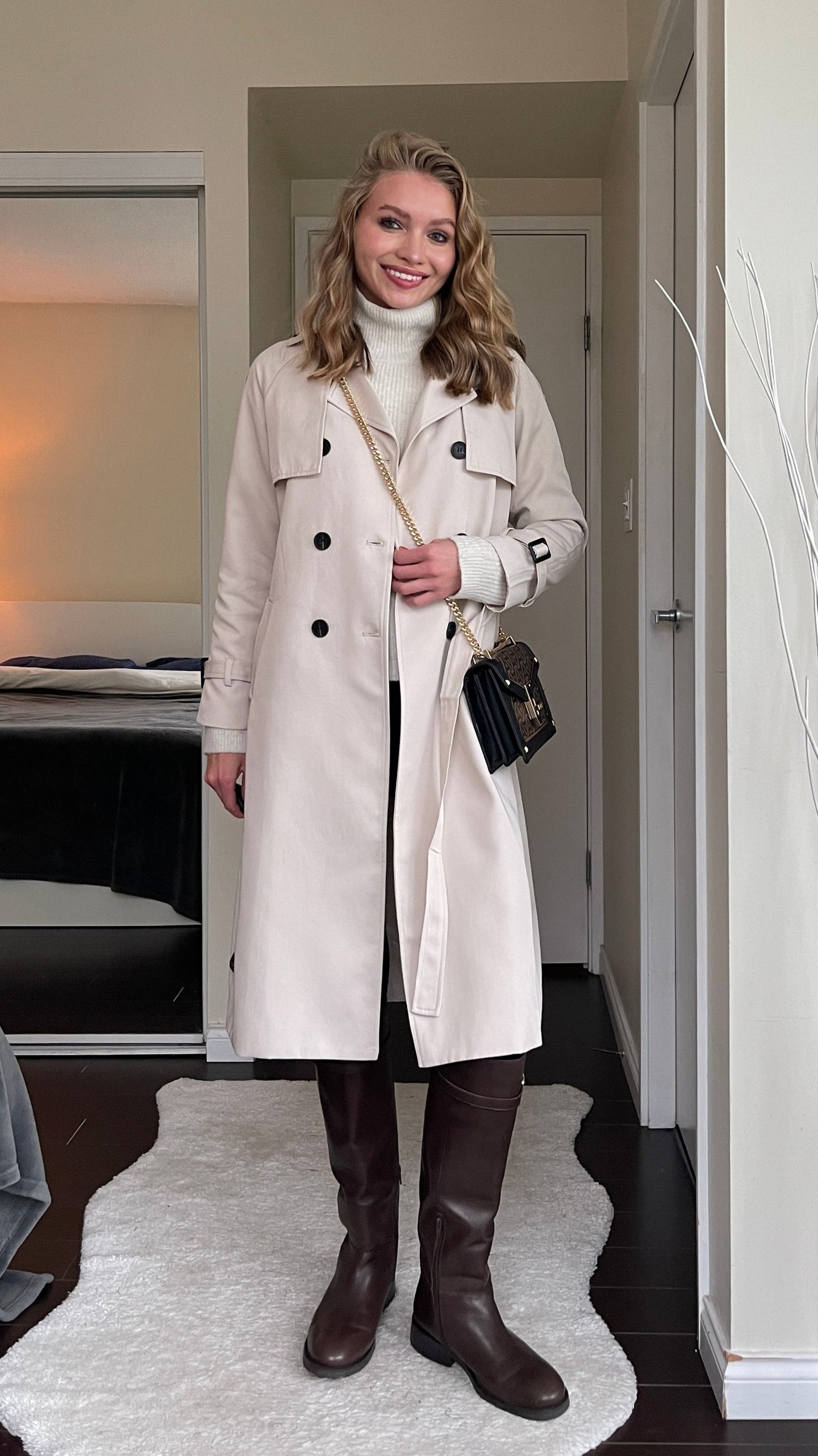 Classic Luxury Trench Coat - Porcelain