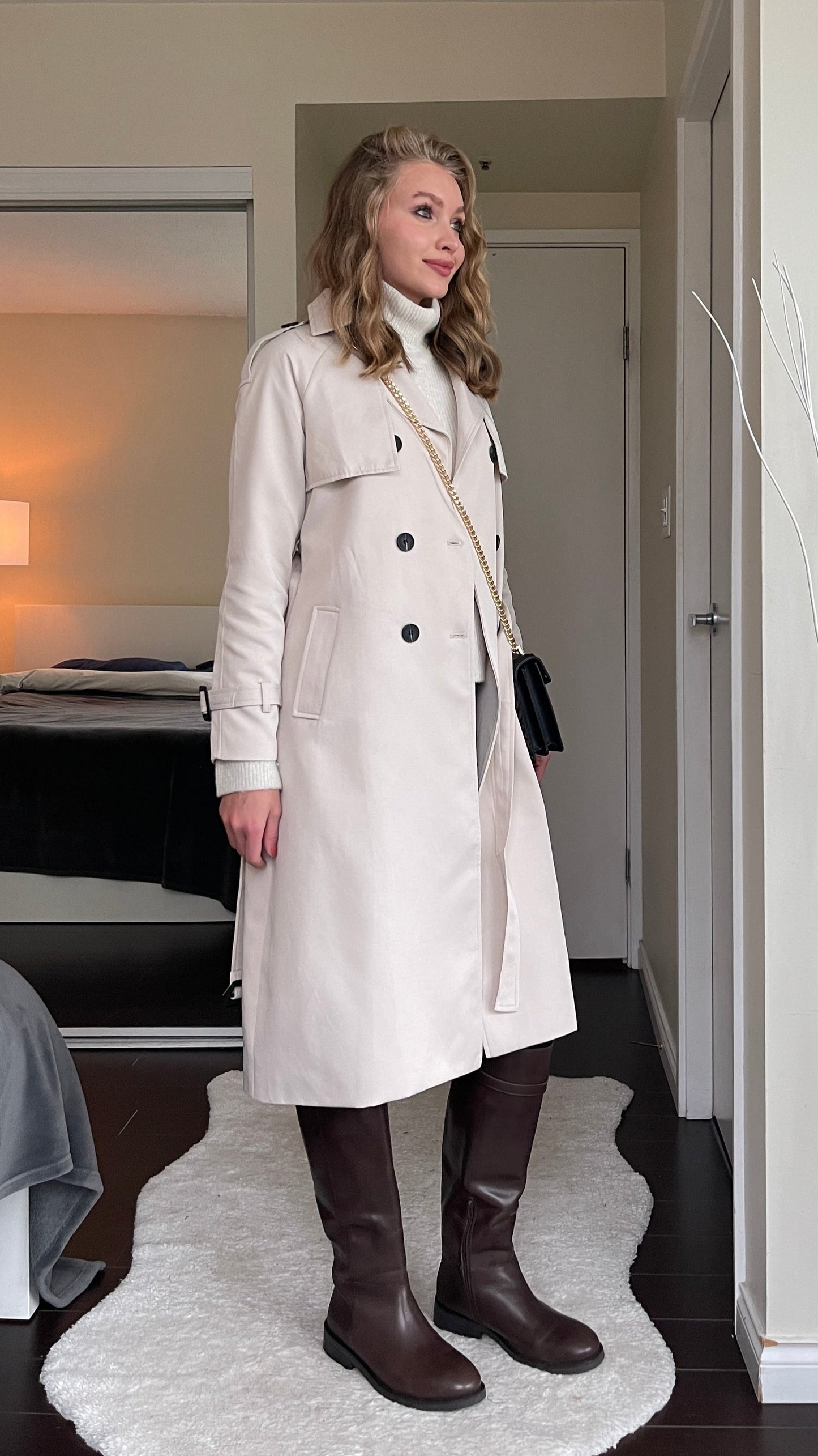 Classic Luxury Trench Coat - Porcelain