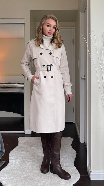 Classic Luxury Trench Coat - Porcelain