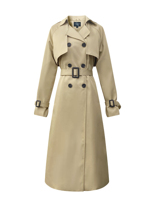 Klassieke luxe trenchcoat-kaki