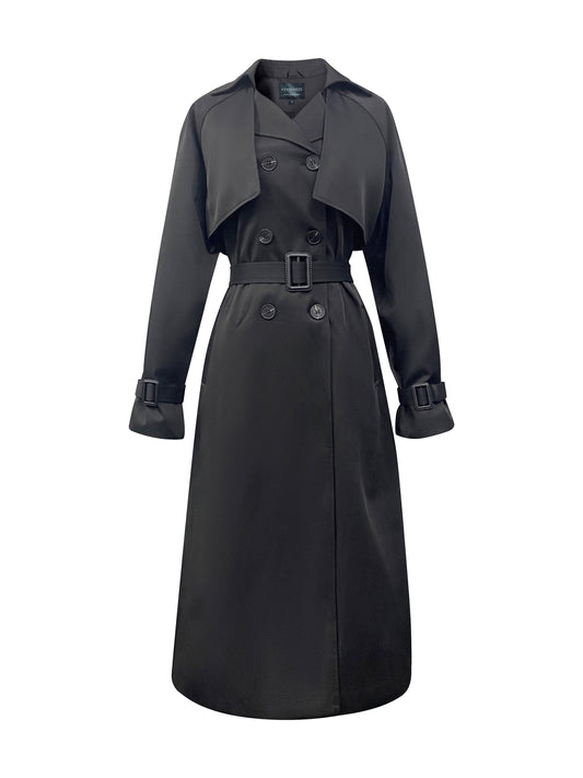 Klassischer Luxus-Trenchcoat – Schwarz