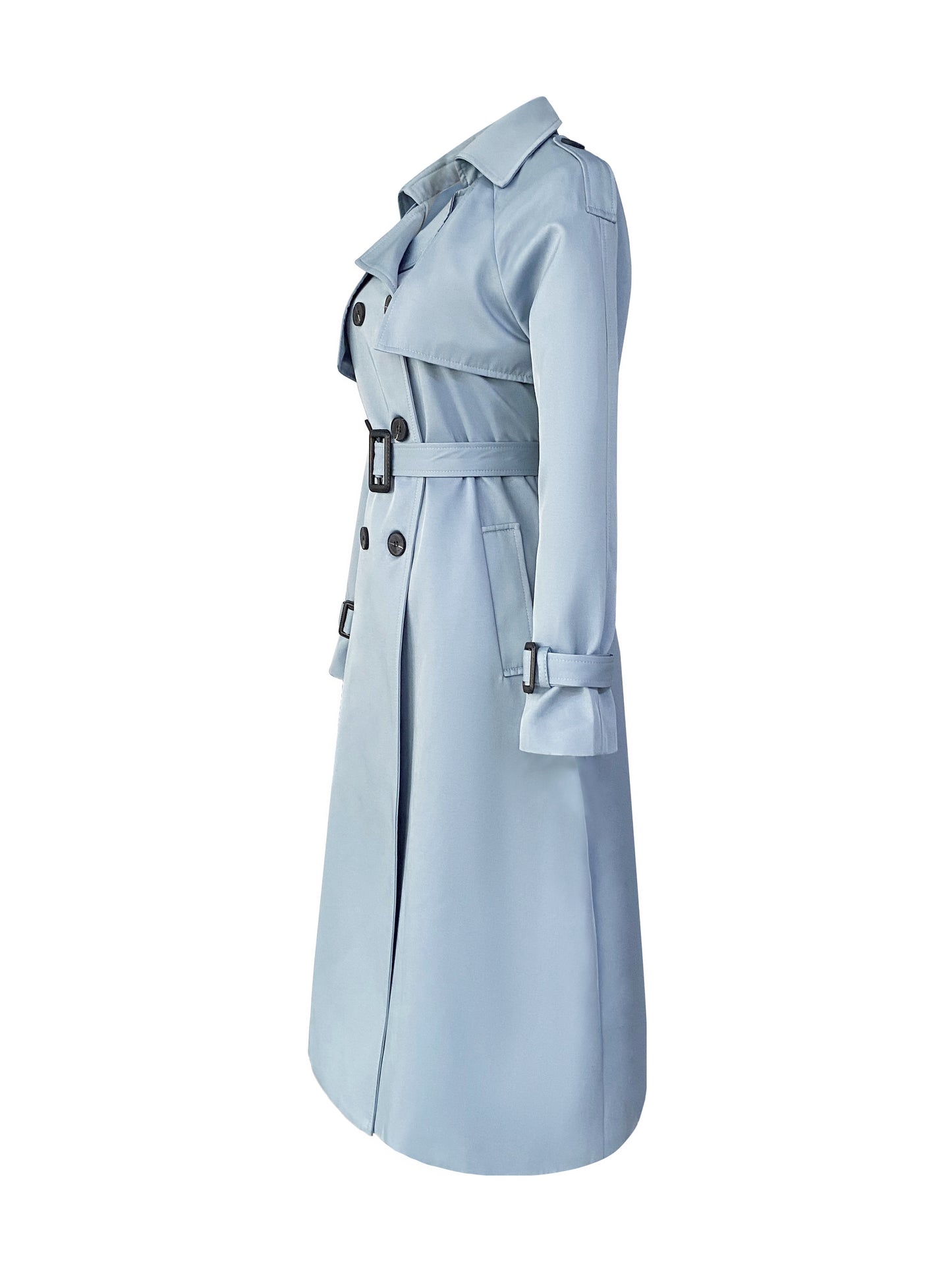 Classic Luxury Trench Coat - Pacific Blue