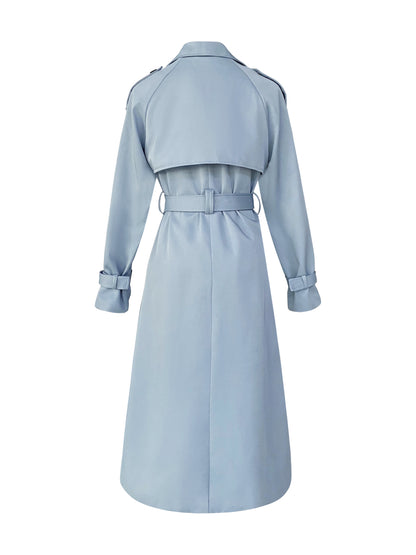 Classic Luxury Trench Coat - Pacific Blue