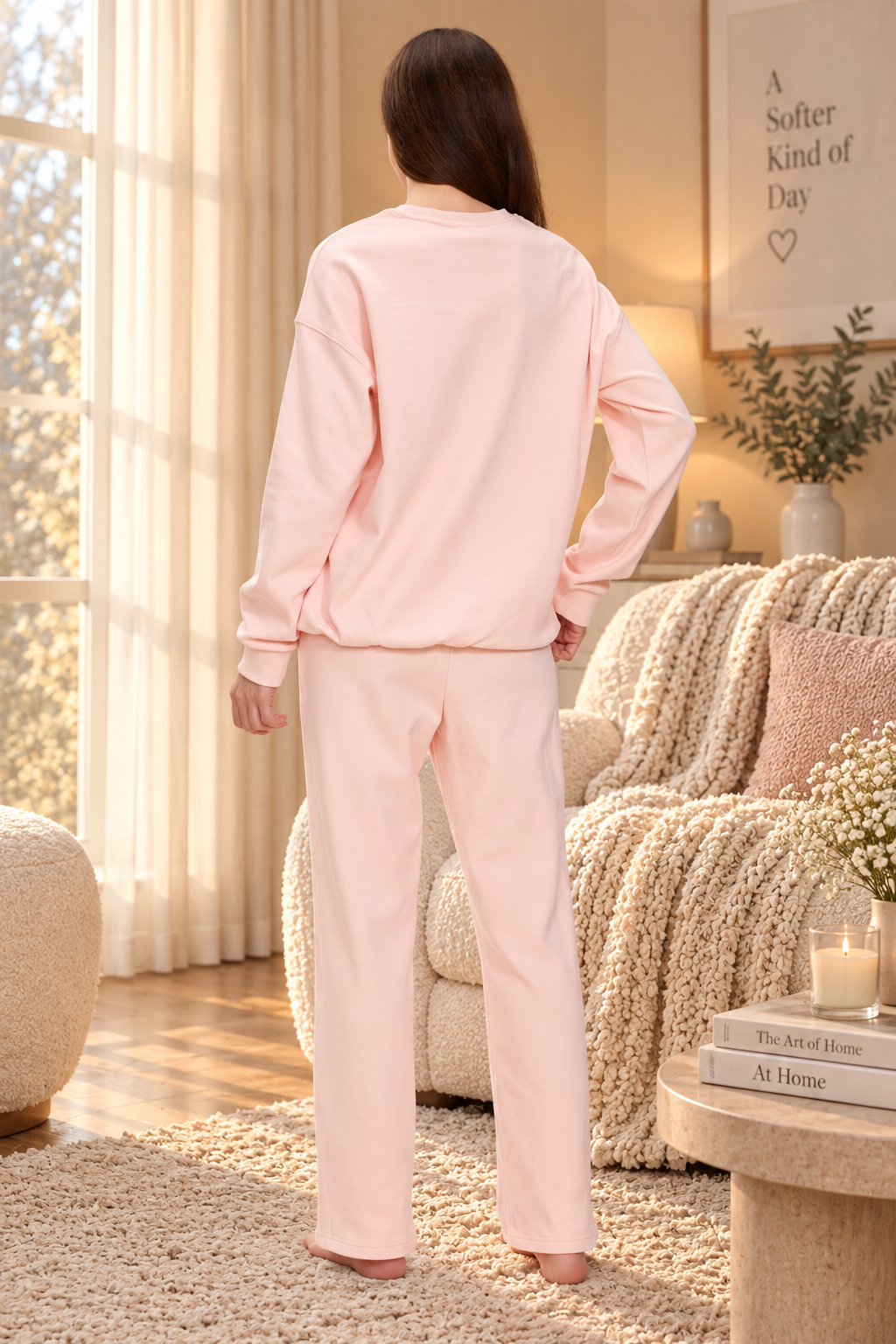 Peach Blossom Cloud Luxe™ Natural Cotton Fleece Lounge Set