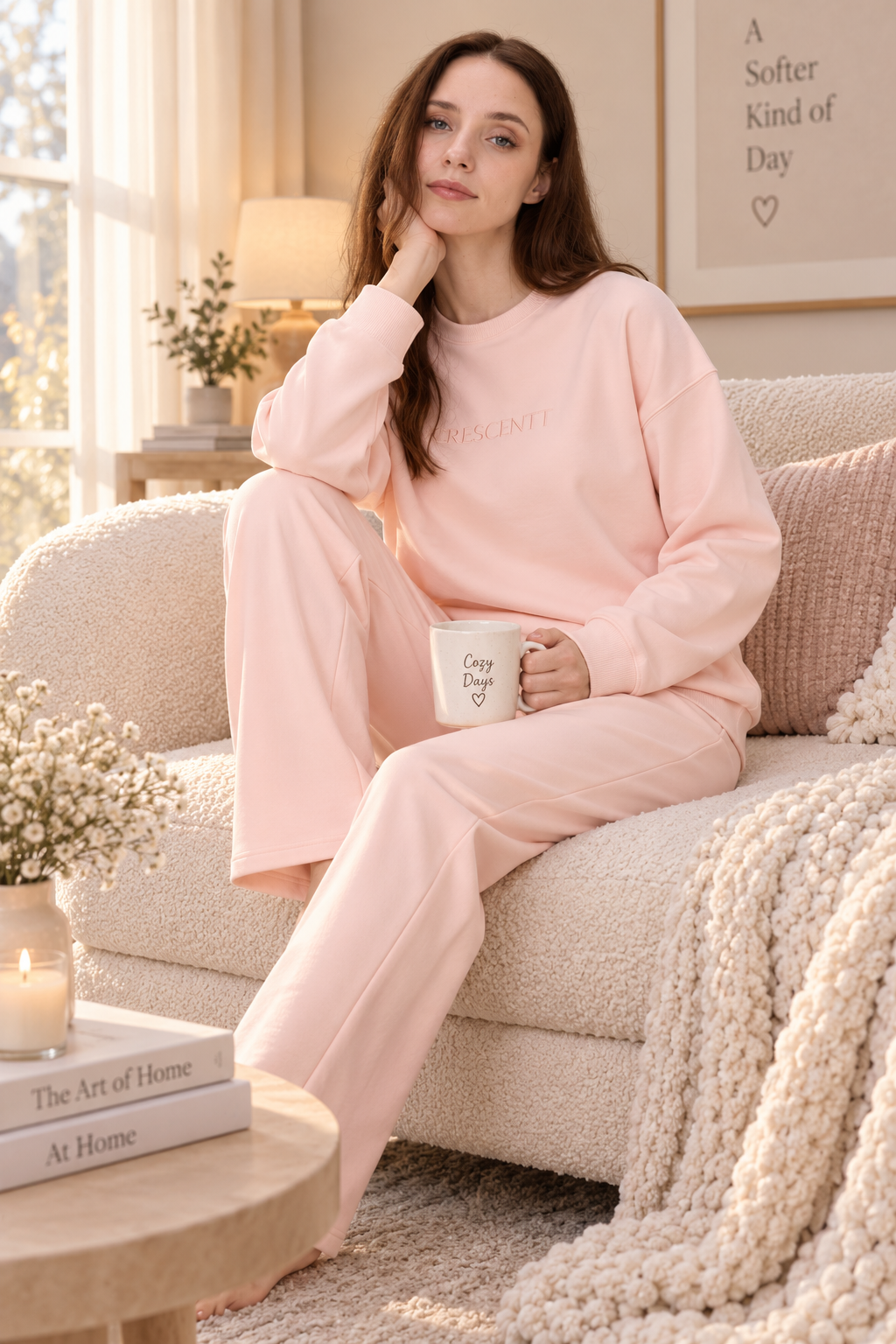 Peach Blossom Cloud Luxe™ Natural Cotton Fleece Lounge Set