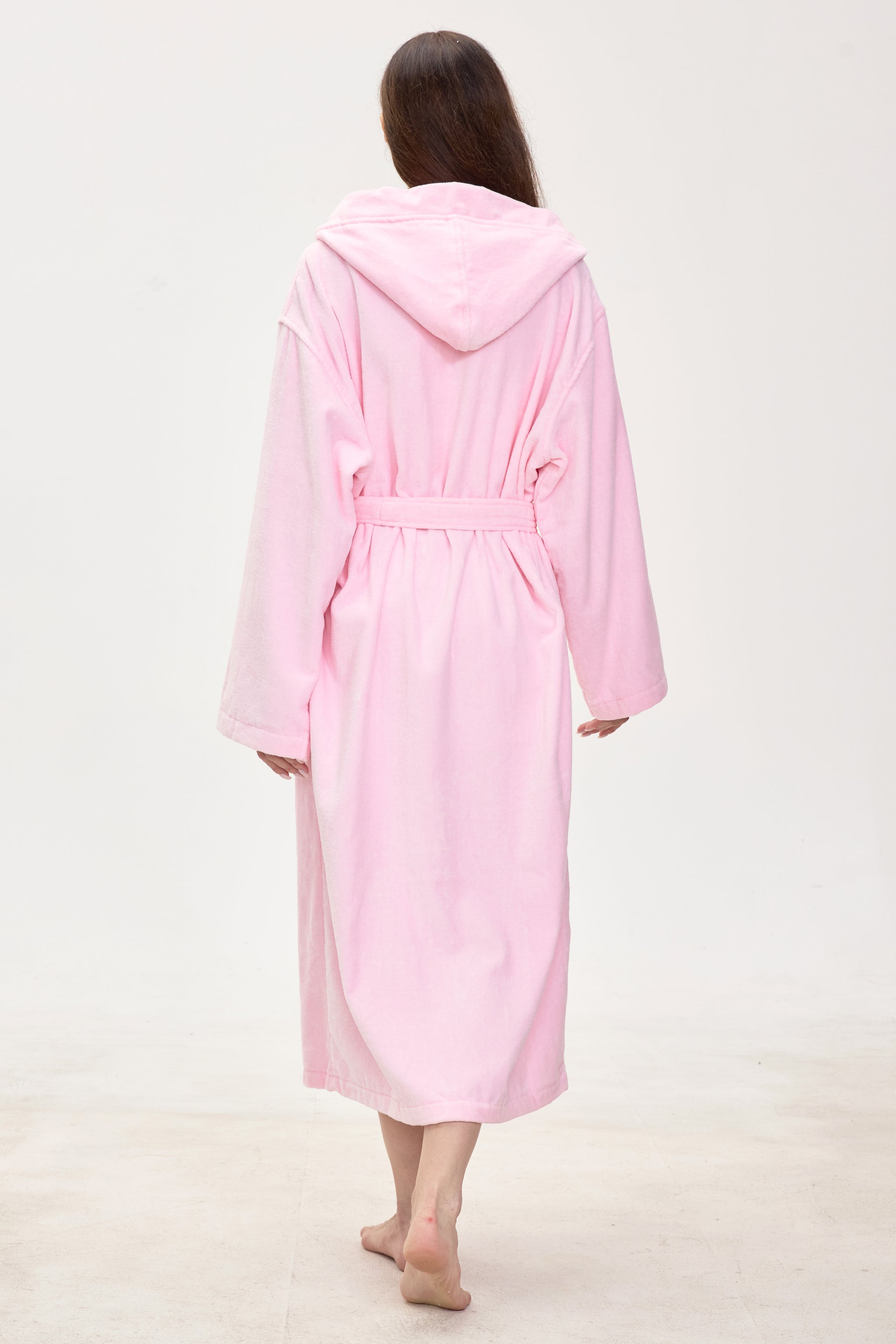 Rose Quartz Hooded Turkish Cotton Spa Bathrobe - Crescentt