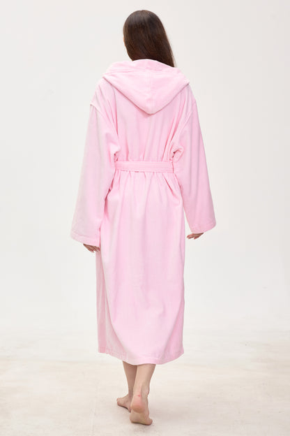 Rose Quartz Hooded Turkish Cotton Spa Bathrobe