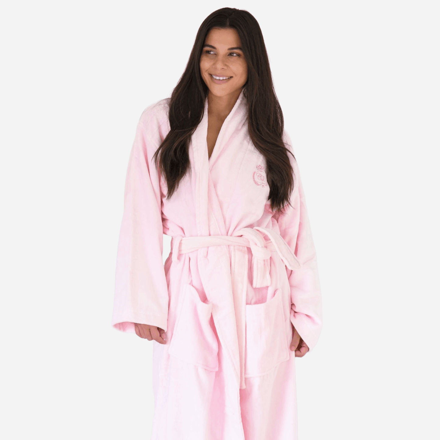 Luxury Turkish Cotton Robe - Shawl Collar (Pink) - Crescentt