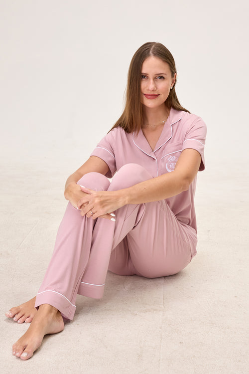 Berry Mauve Bamboo Silk™ Pajama Set – Short Sleeve & Pants