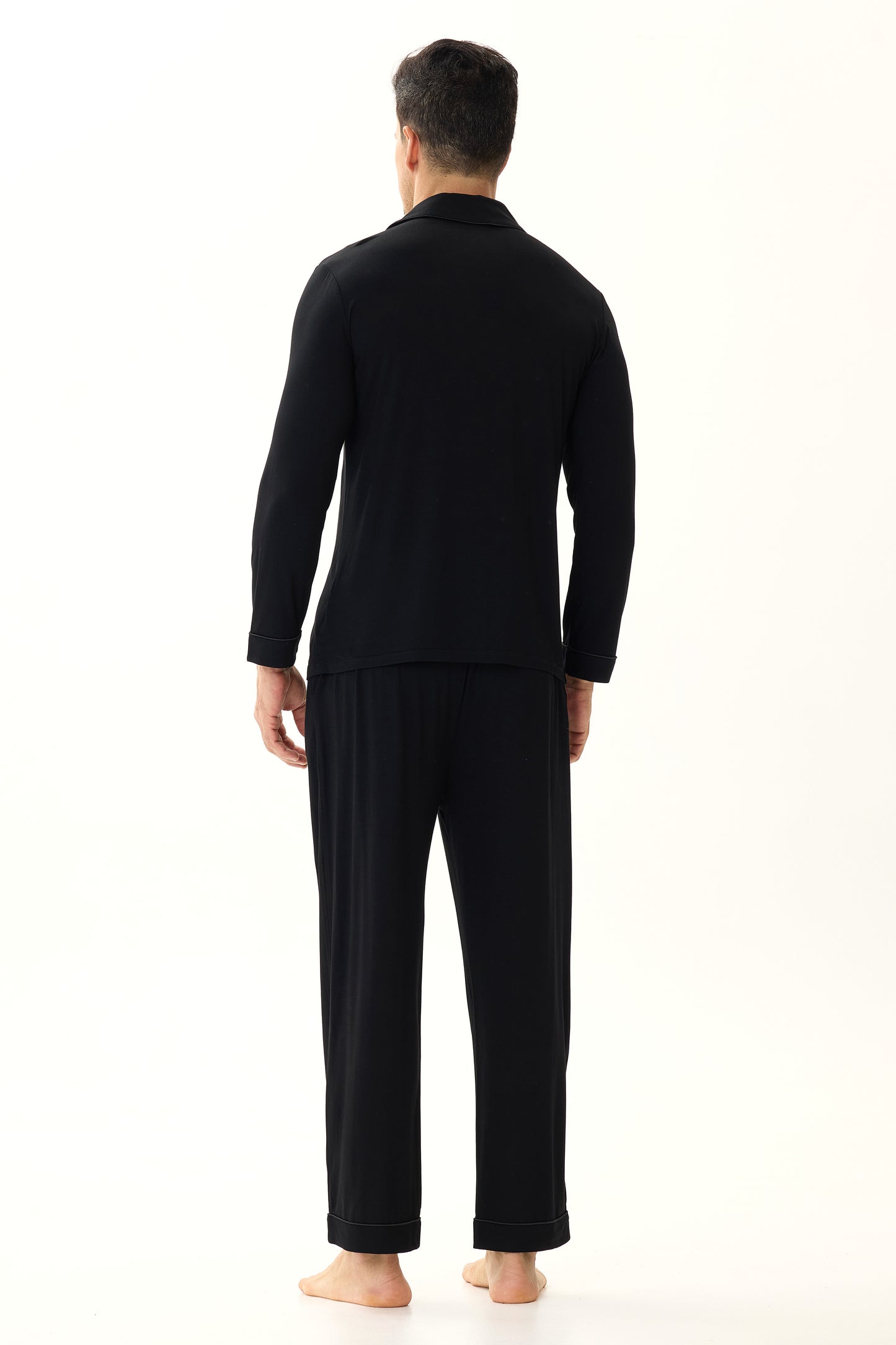 Obsidian Black Men’s Organic Bamboo Silk™ Pajama Set – Long Sleeve & Pants
