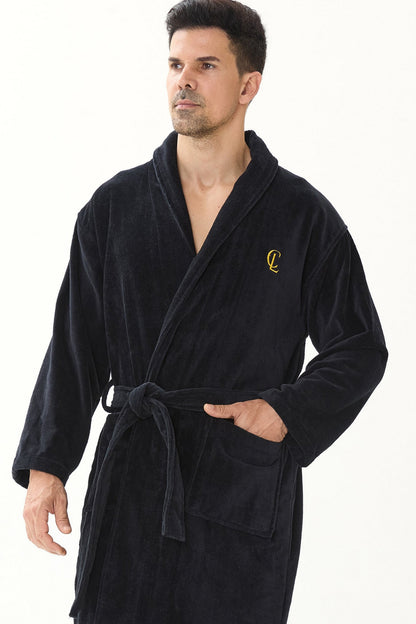 Jet Black Velvetica™ Shawl Luxury Bathrobe