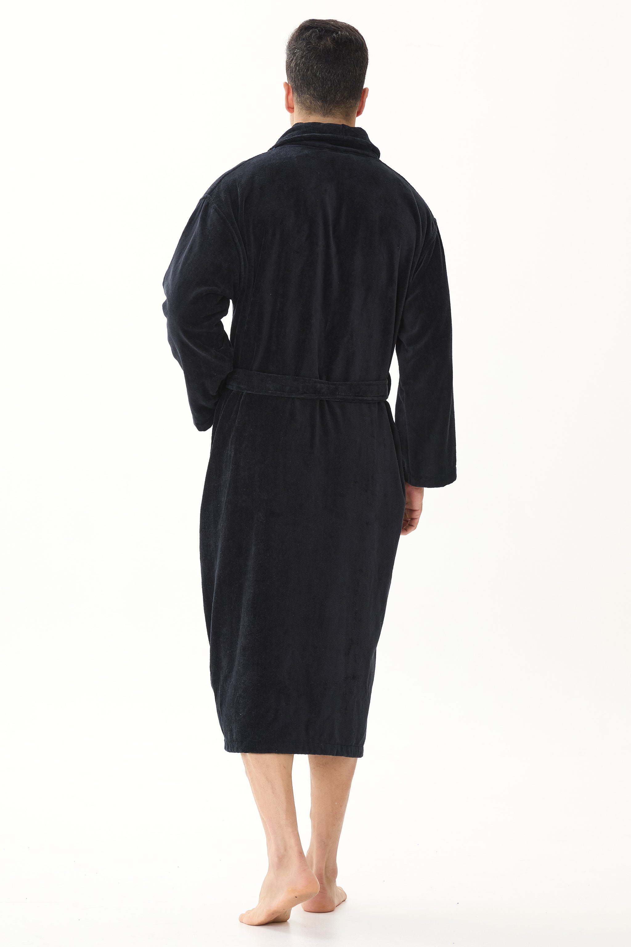 Jet Black Velvetica™ Shawl Luxury Bathrobe - Crescentt