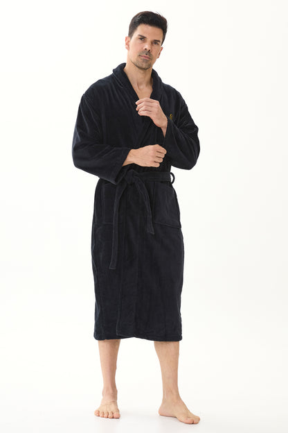 Jet Black Velvetica™ Shawl Luxury Bathrobe
