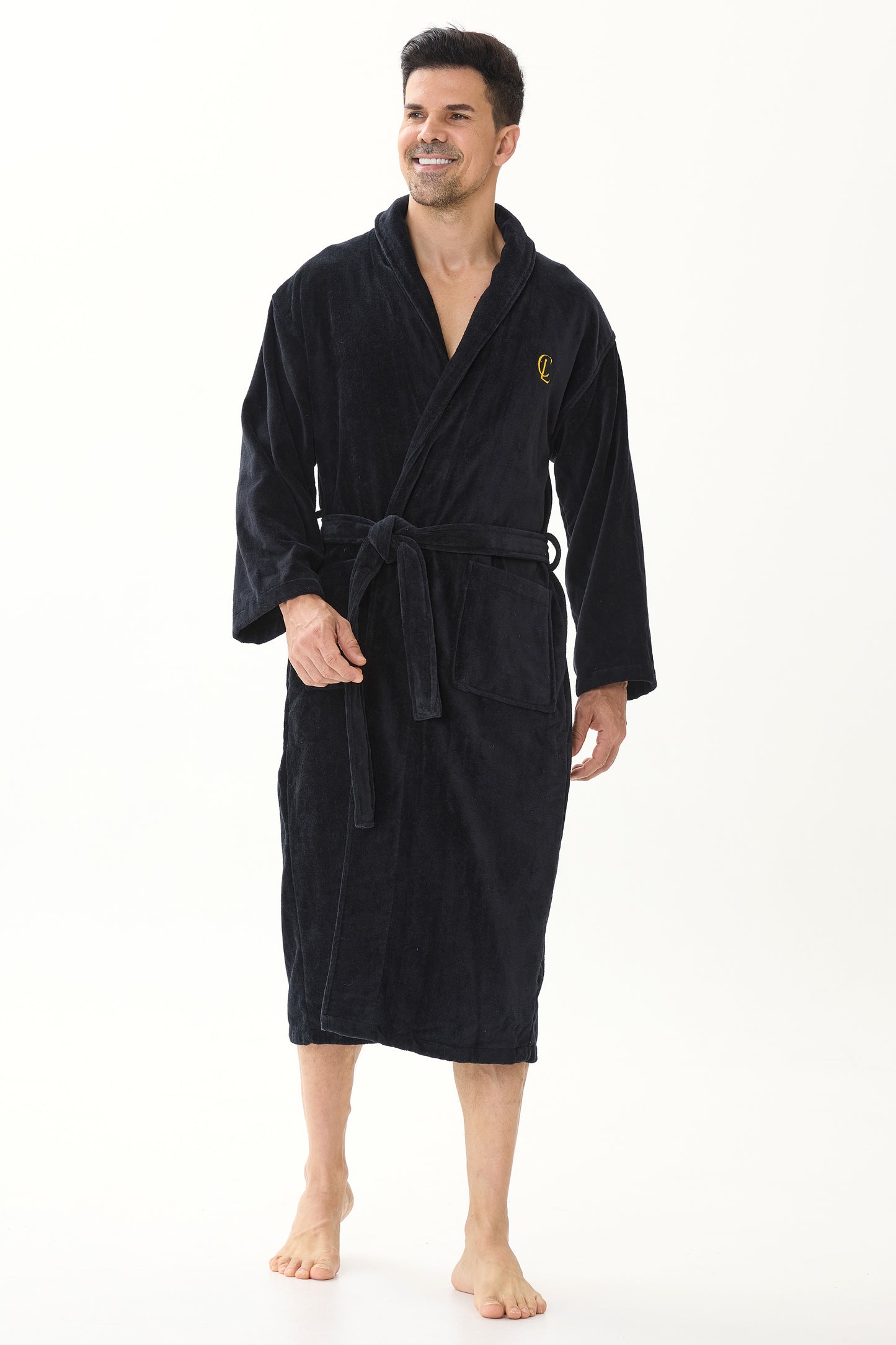 Jet Black Velvetica™ Shawl Luxury Bathrobe