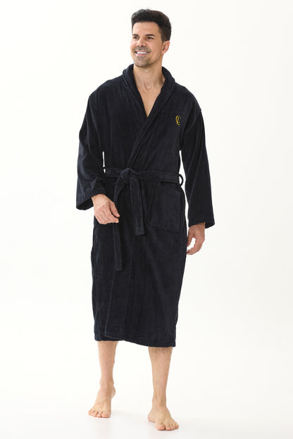 Jet Black Velvetica™ Shawl Luxury Bathrobe