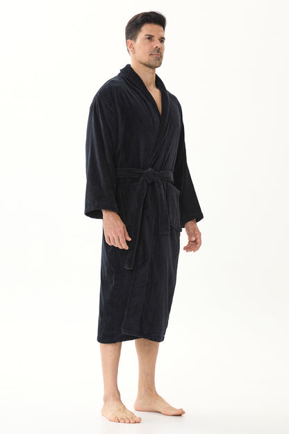 Jet Black Velvetica™ Shawl Luxury Bathrobe