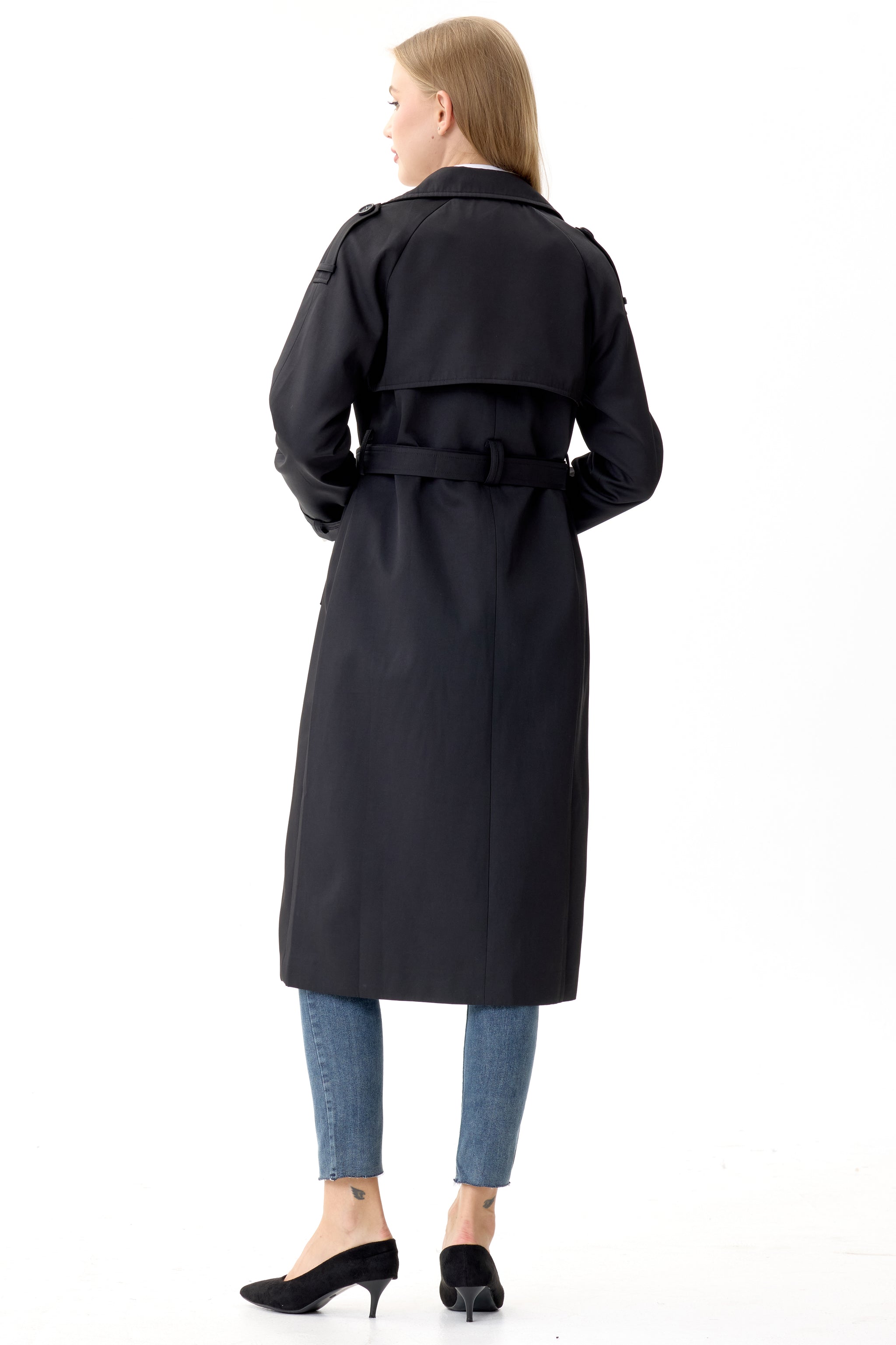 Timeless Black Marquise™ Water-Resistant Trench Coat - Crescentt
