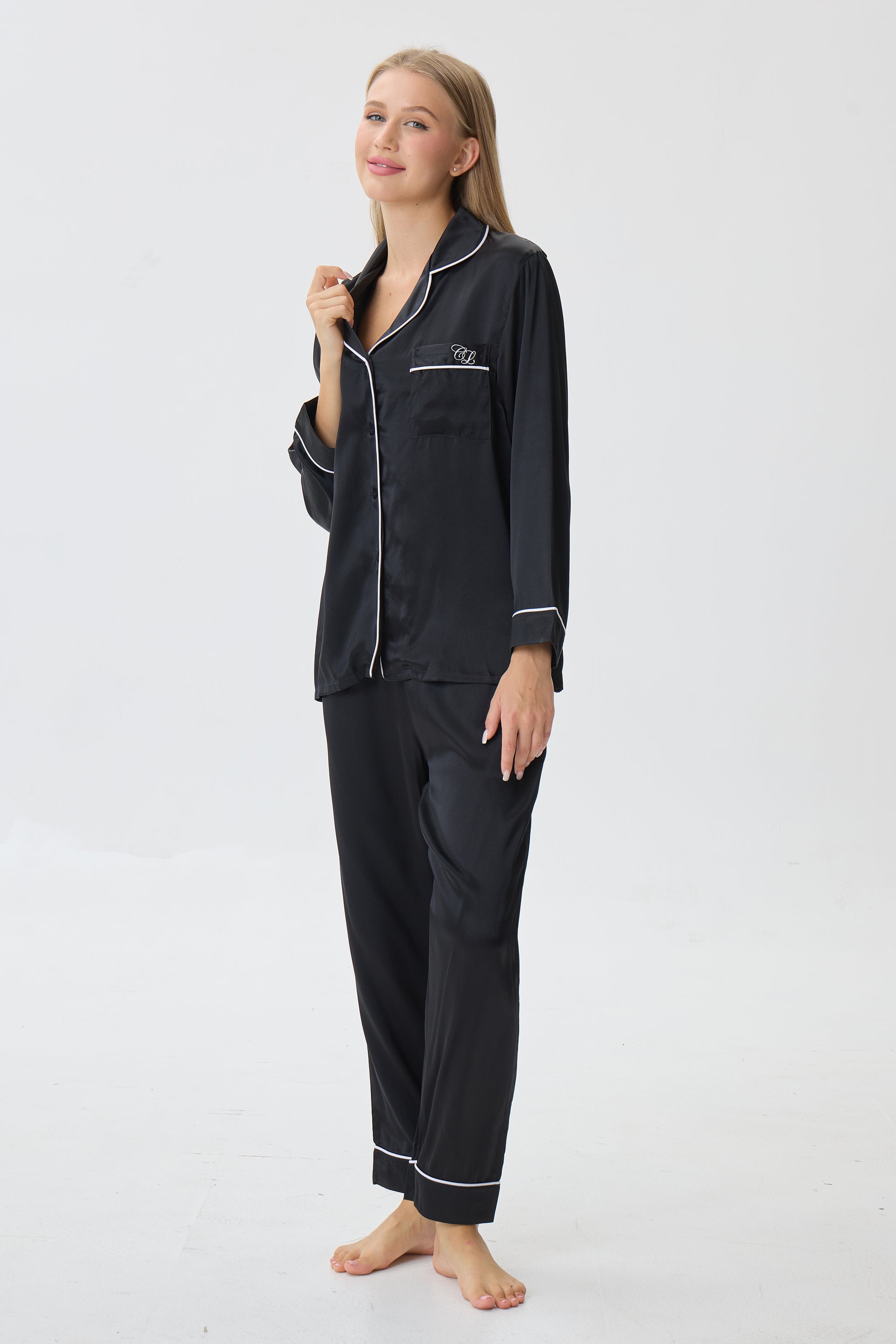 Onyx Emery™ Mulberry Silk Pajama Set + Eye Mask + Scrunchie - Crescentt