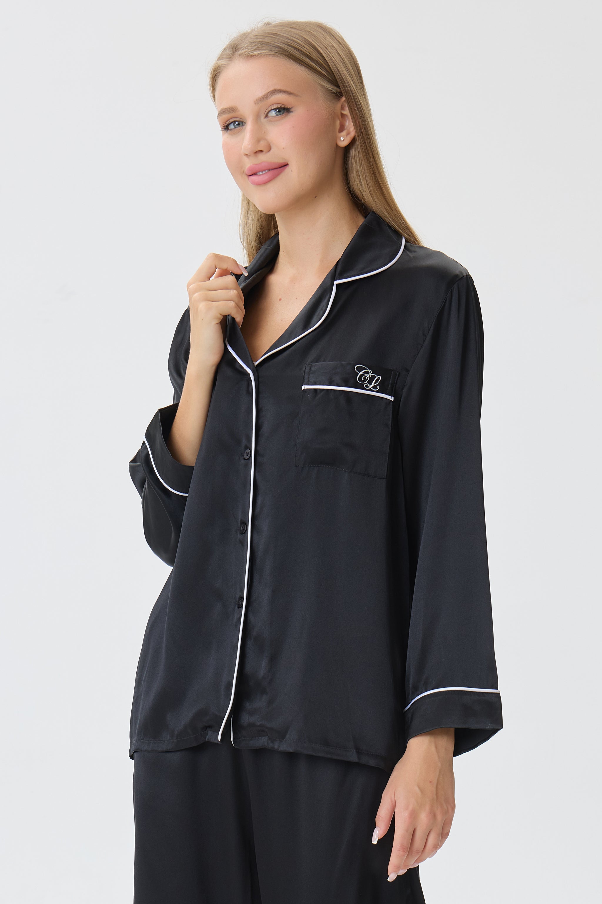 Onyx Emery™ Mulberry Silk Pajama Set + Eye Mask + Scrunchie - Crescentt