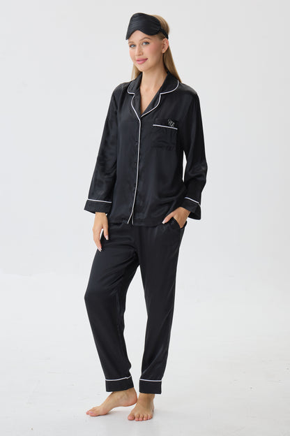 Onyx Emery™ Mulberry Silk Pajama Set + Eye Mask + Scrunchie