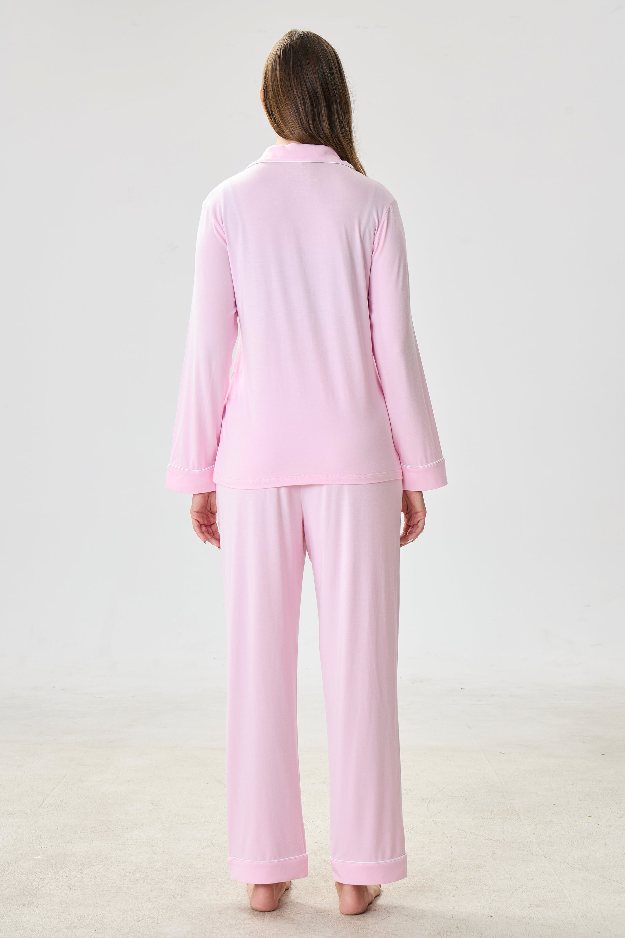 Blush Bubblegum Bamboo Silk™ Pajama Set – Long Sleeve & Pants - Crescentt