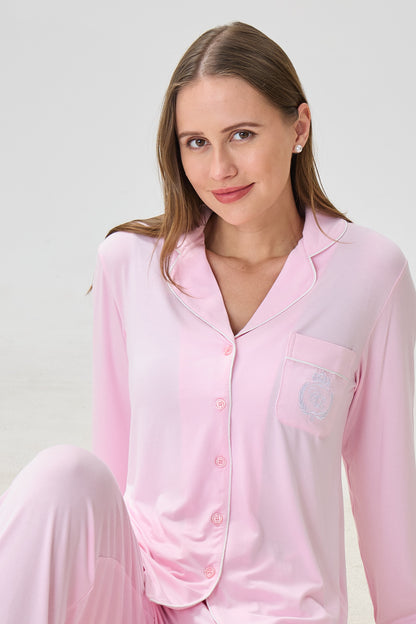 Blush Bubblegum Bamboo Silk™ Pajama Set – Long Sleeve & Pants
