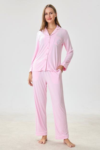 Blush Bubblegum Bamboo Silk™ Pajama Set – Long Sleeve & Pants