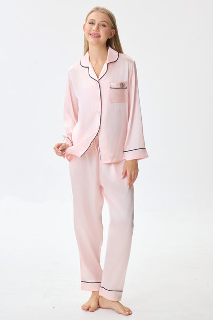 Blush Pink Emery™ Mulberry Silk Pajama Set + Eye Mask + Scrunchie
