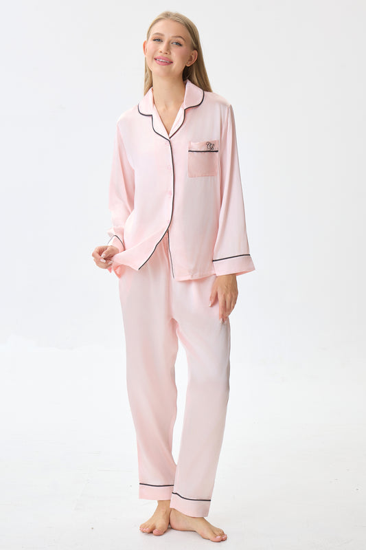 Blush Pink Emery™ Mulberry Silk Pajama Set + Eye Mask + Scrunchie