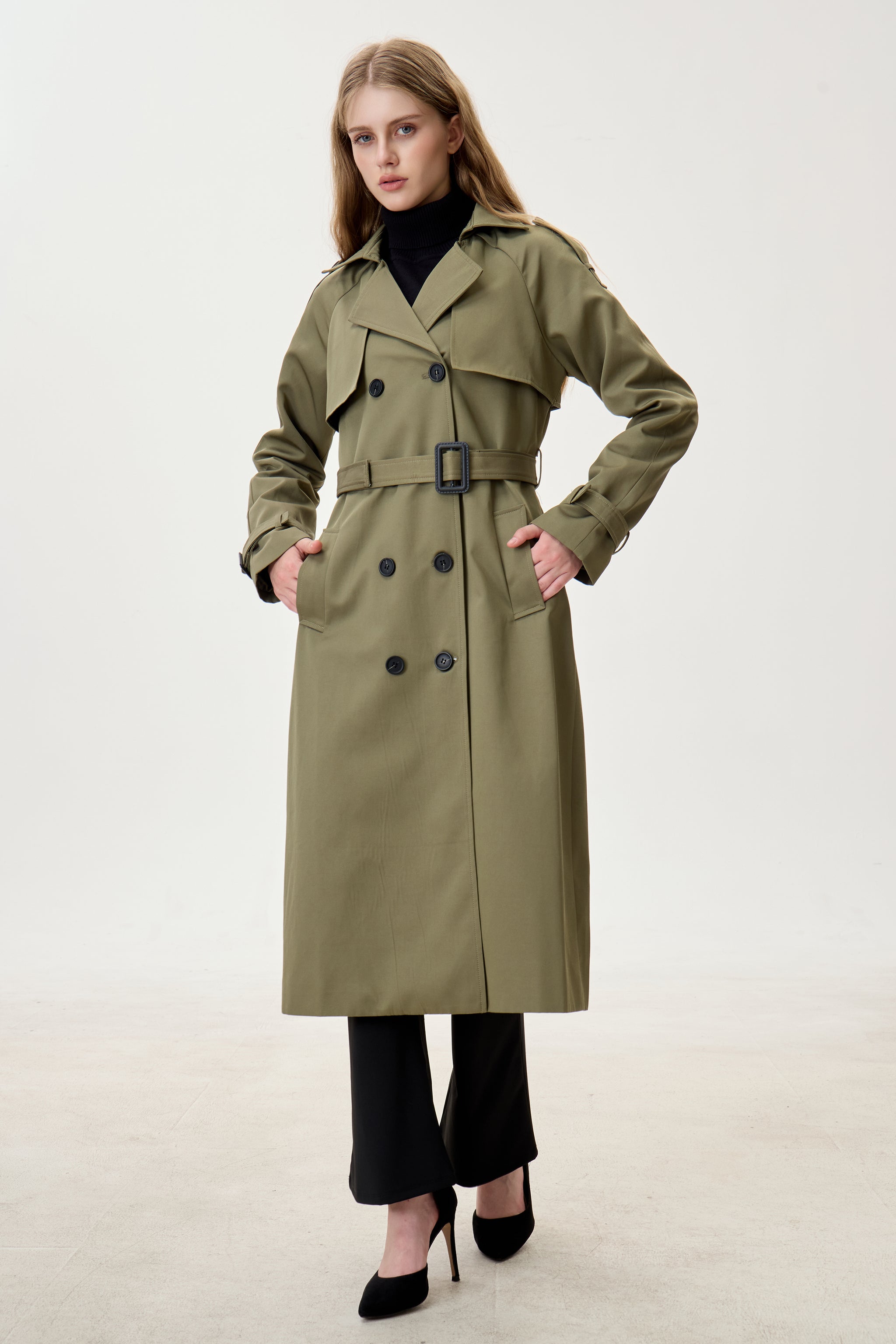 Camo Green Marquise™ Water-Resistant Trench Coat - Crescentt