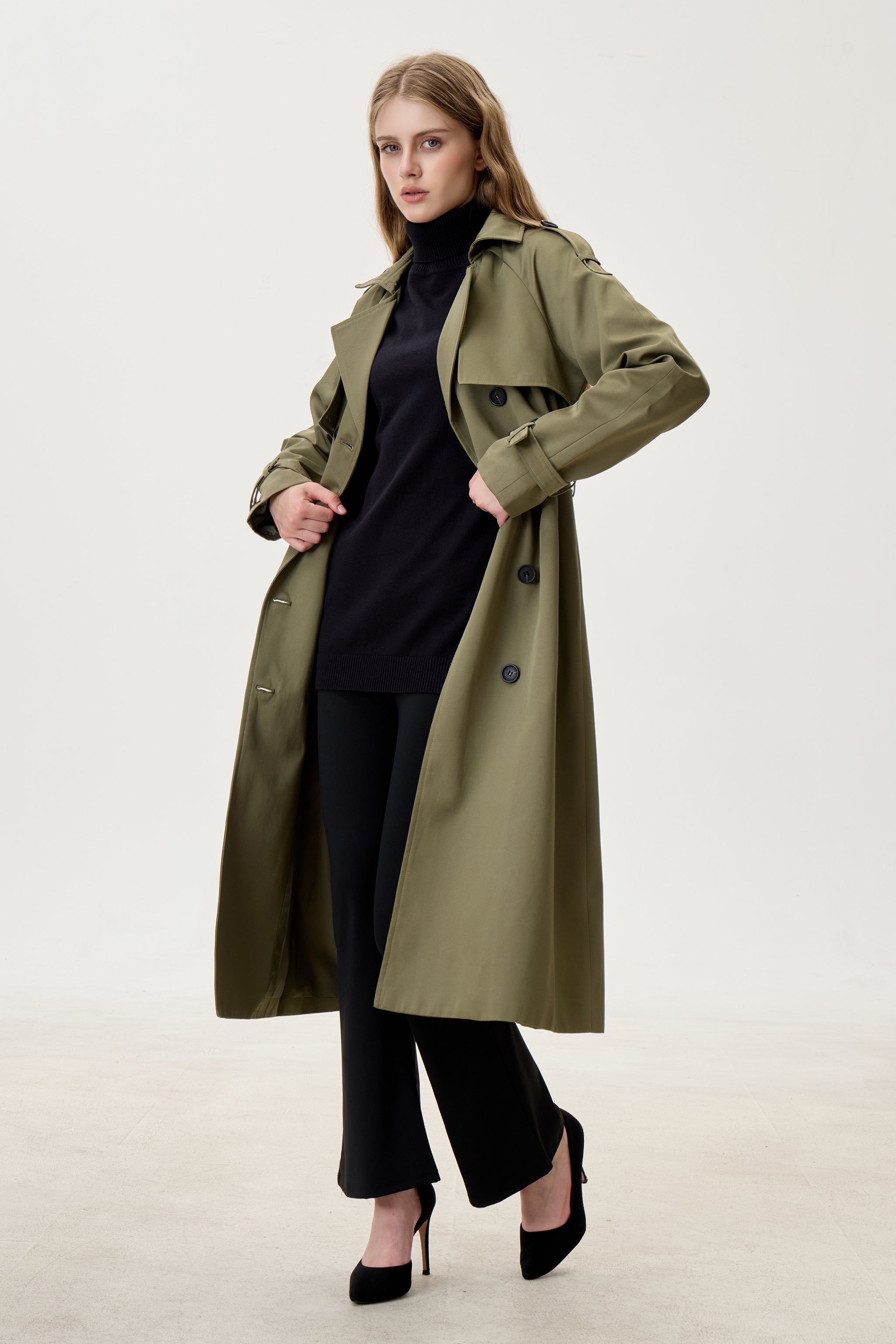 Camo Green Marquise™ Water-Resistant Trench Coat - Crescentt