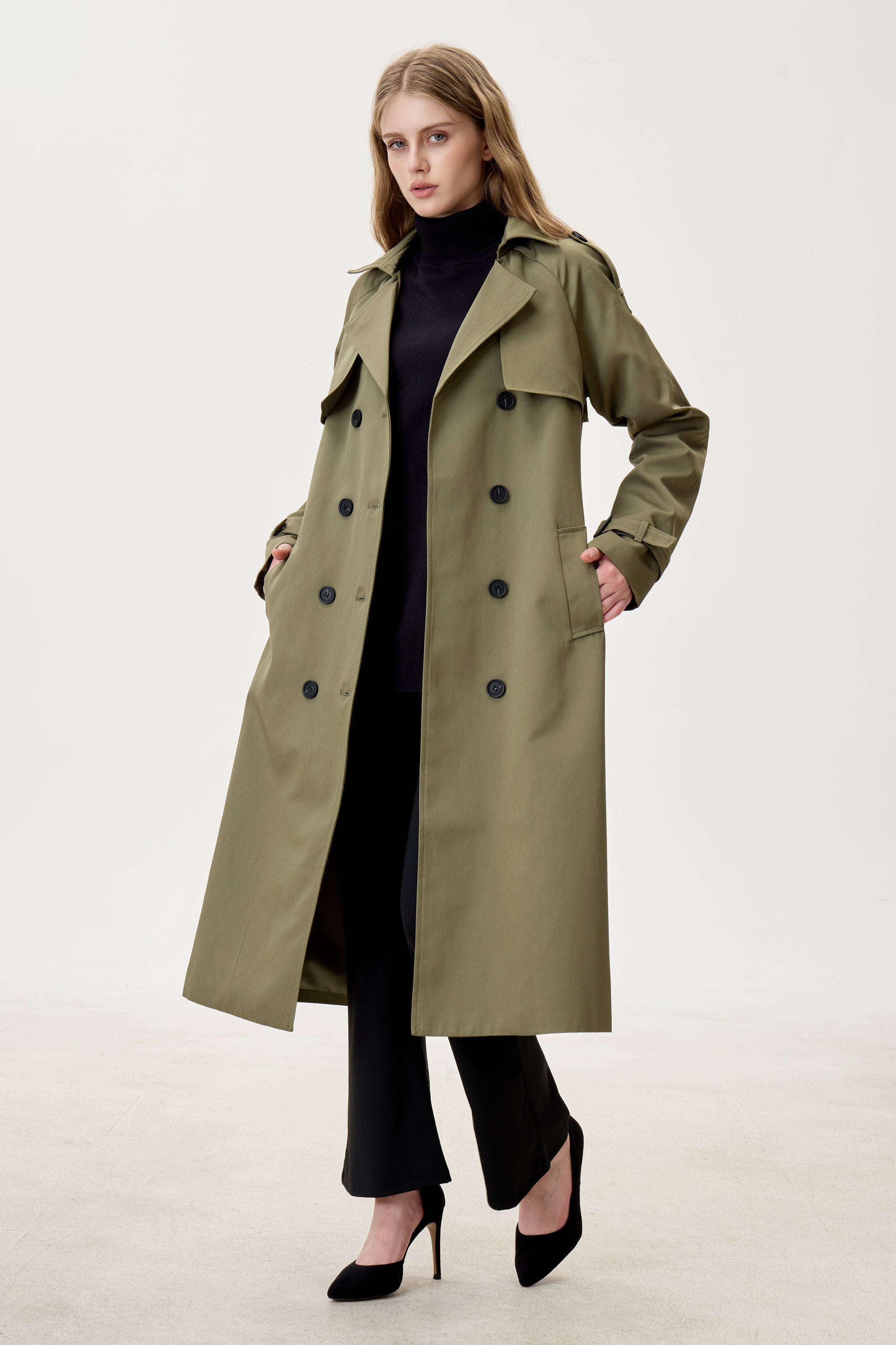 Camo Green Marquise™ Water-Resistant Trench Coat - Crescentt