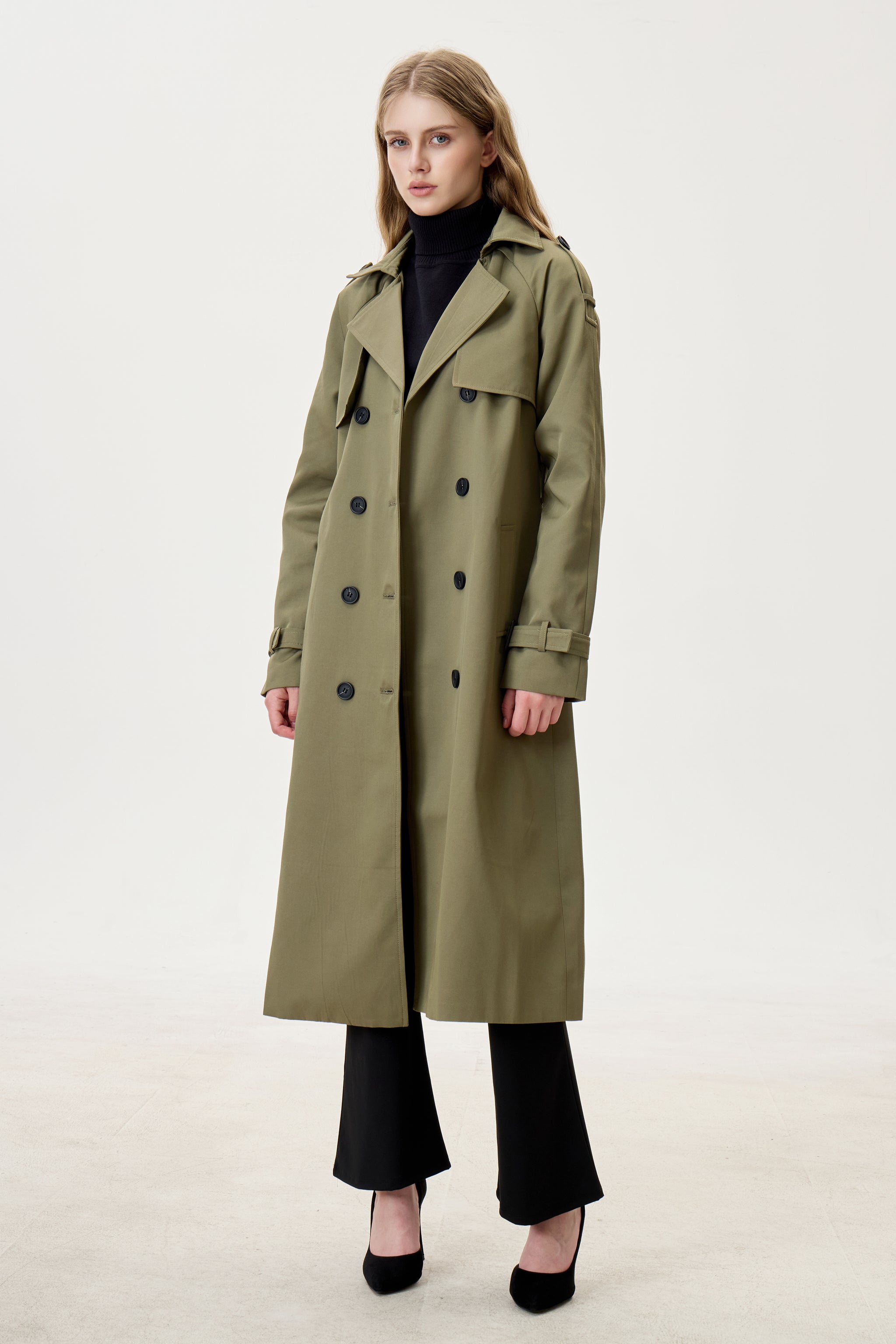 Camo Green Marquise™ Water-Resistant Trench Coat - Crescentt
