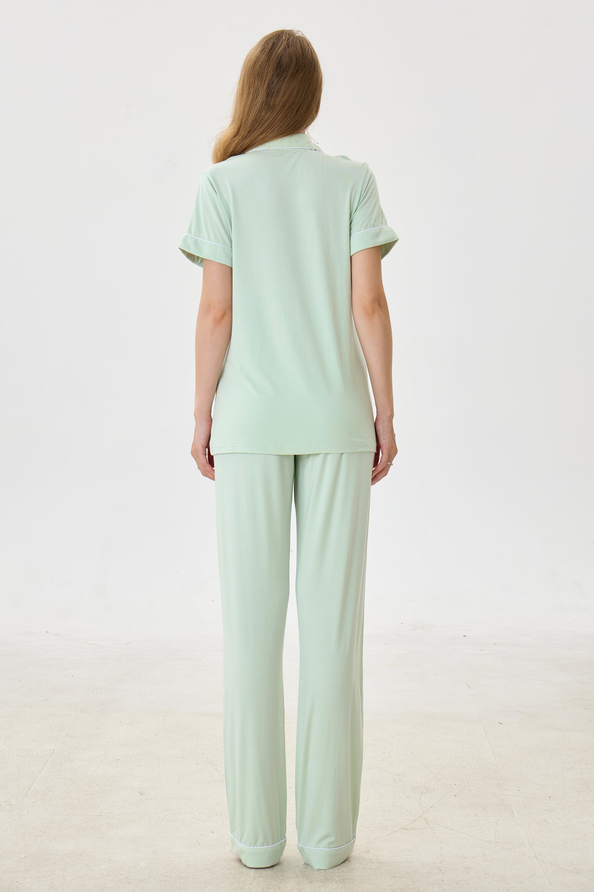 Celadon Luxe Modal Silk™ Pajama Set – Short Sleeve & Pants - Crescentt