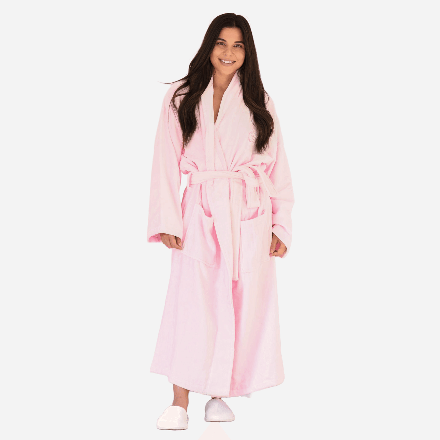 Luxury Turkish Cotton Robe - Shawl Collar (Pink) - Crescentt