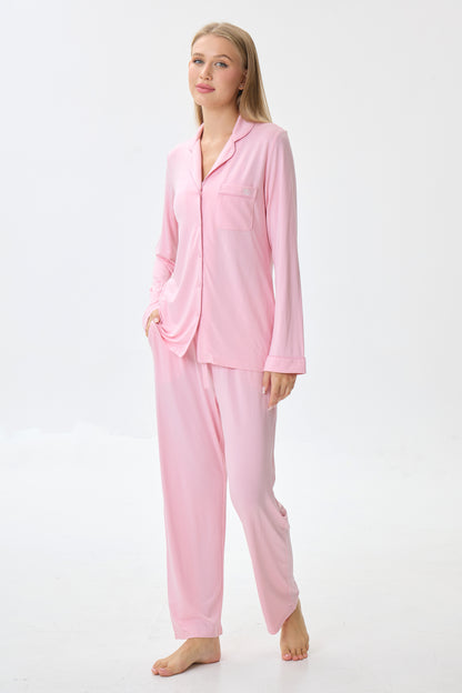 Cherry Blossom Luxe Modal Silk™ Pajama Set – Long Sleeve & Pants