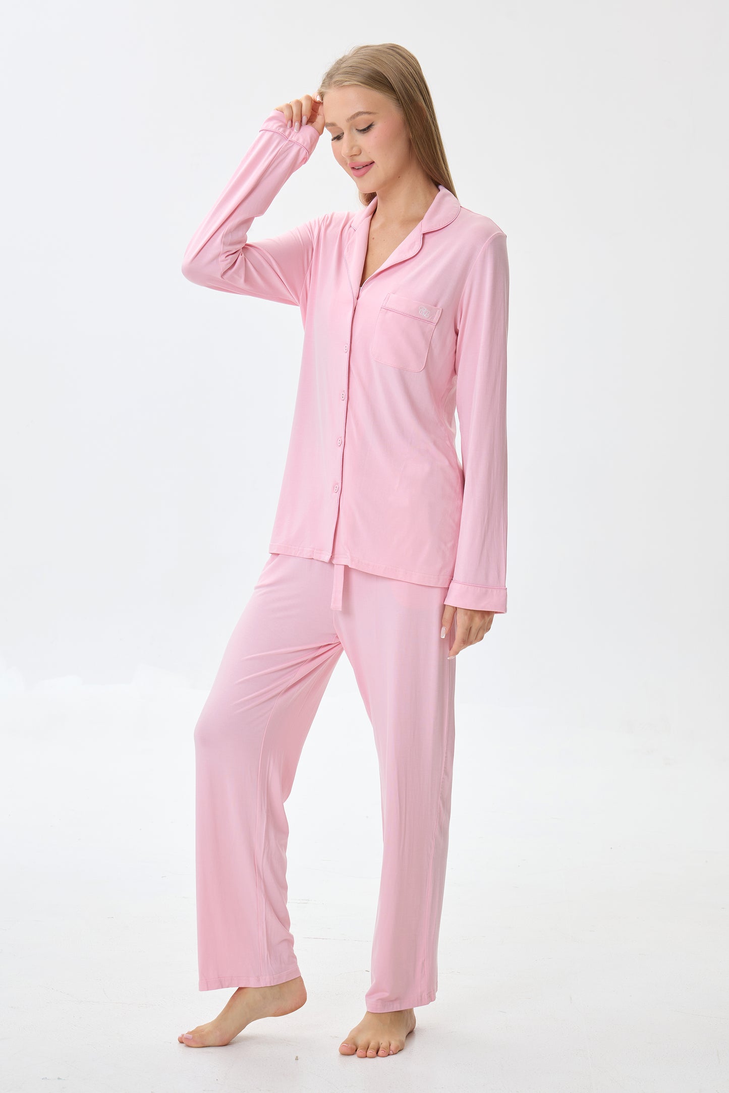Cherry Blossom Luxe Modal Silk™ Pajama Set – Long Sleeve & Pants