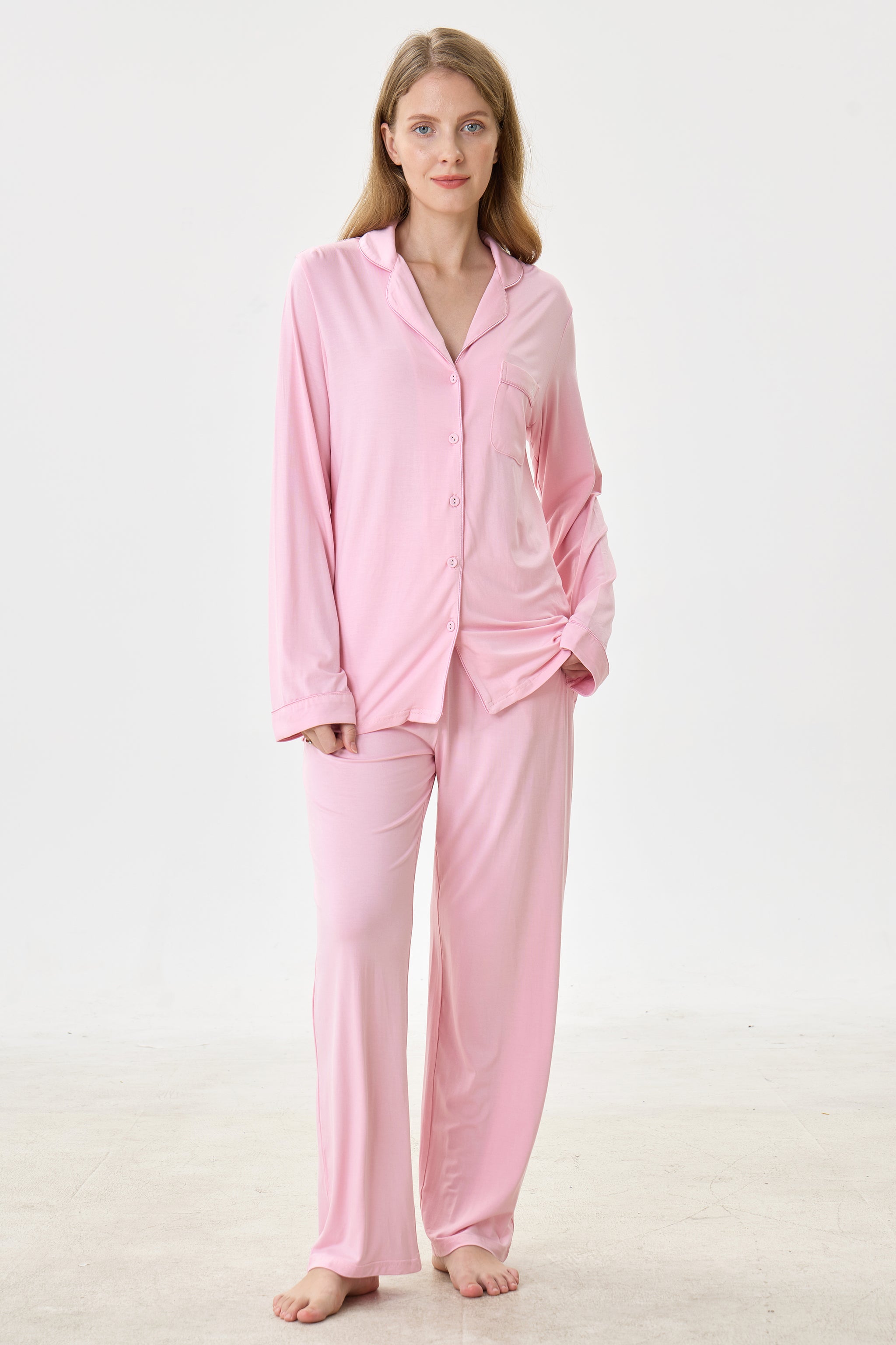 Cherry Blossom Luxe Modal Silk™ Pajama Set – Long Sleeve & Pants - Crescentt