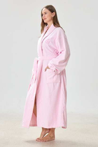 Soft Blush Shawl Turkish Cotton Spa Bathrobe