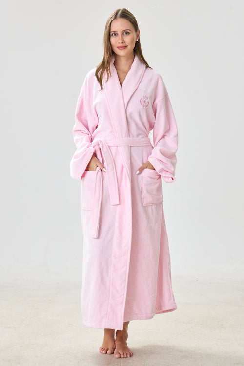 Soft Blush Shawl Turkish Cotton Spa Bathrobe