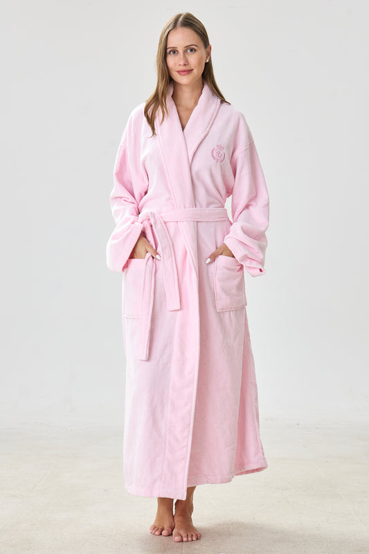Soft Blush Shawl Turkish Cotton Spa Bathrobe