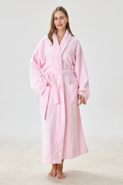 Soft Blush Shawl Turkish Cotton Spa Bathrobe