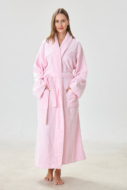 Soft Blush Shawl Turkish Cotton Spa Bathrobe