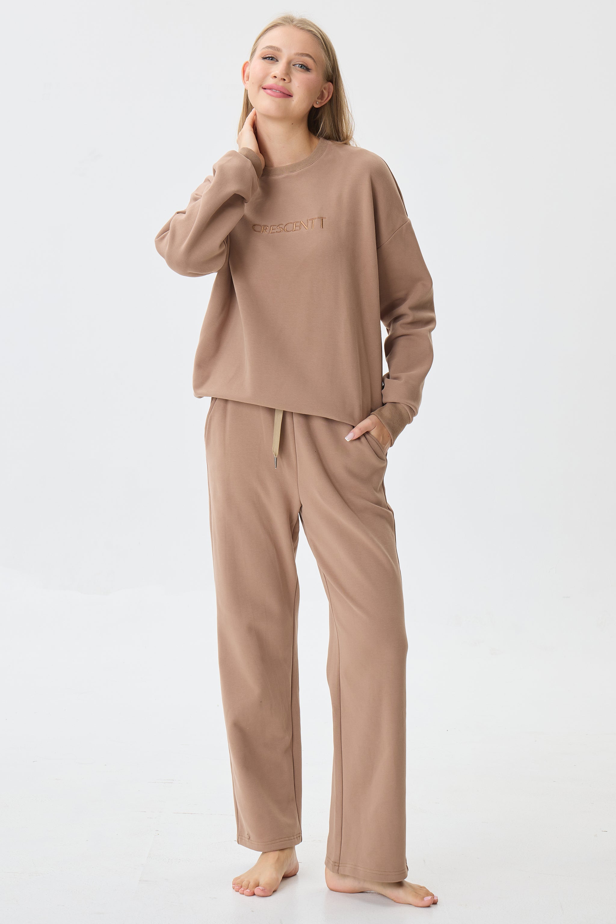 Warm Cocoa Cloud Luxe™ Athleisure Soft Lounge Set - Crescentt