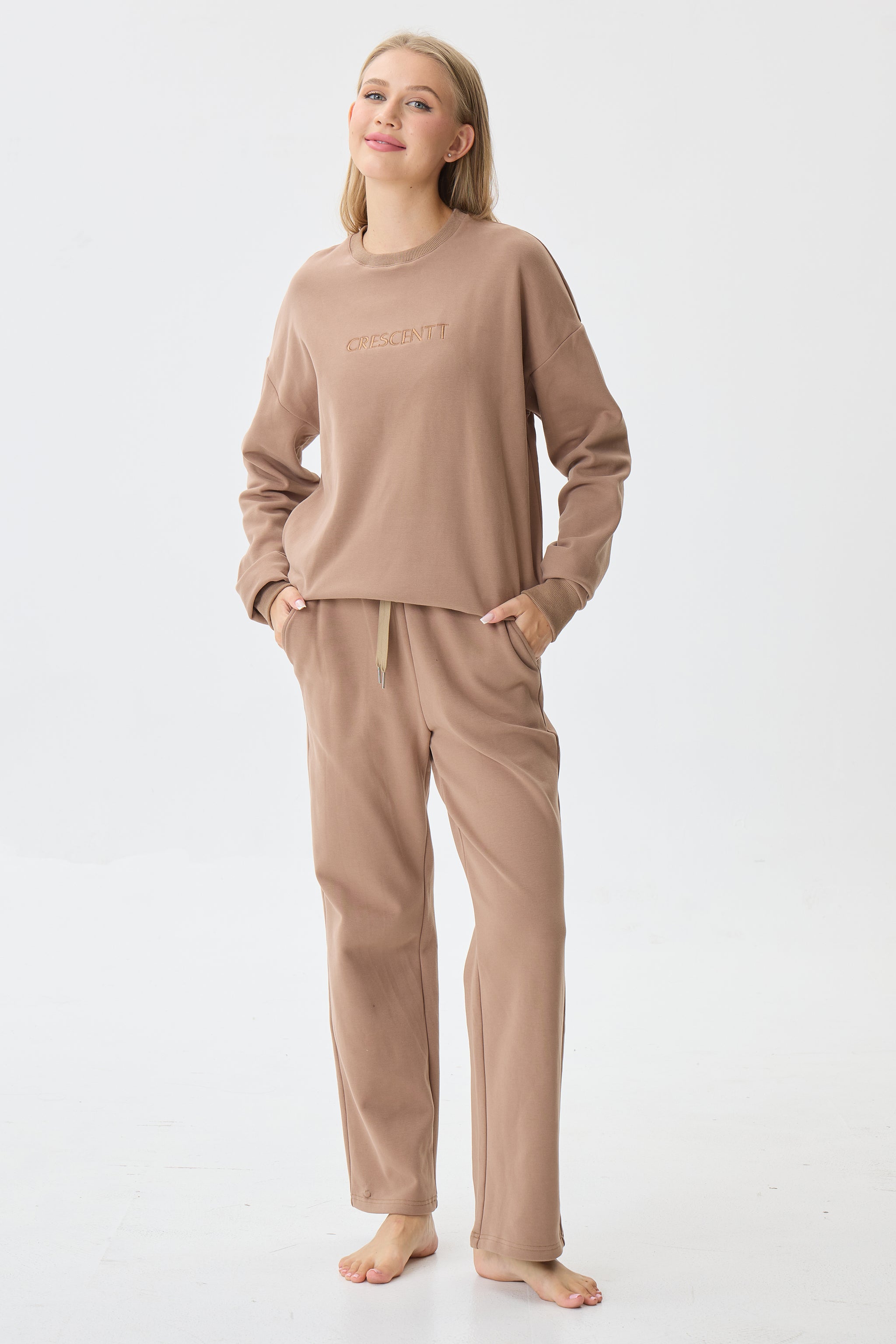 Warm Cocoa Cloud Luxe™ Athleisure Soft Lounge Set - Crescentt