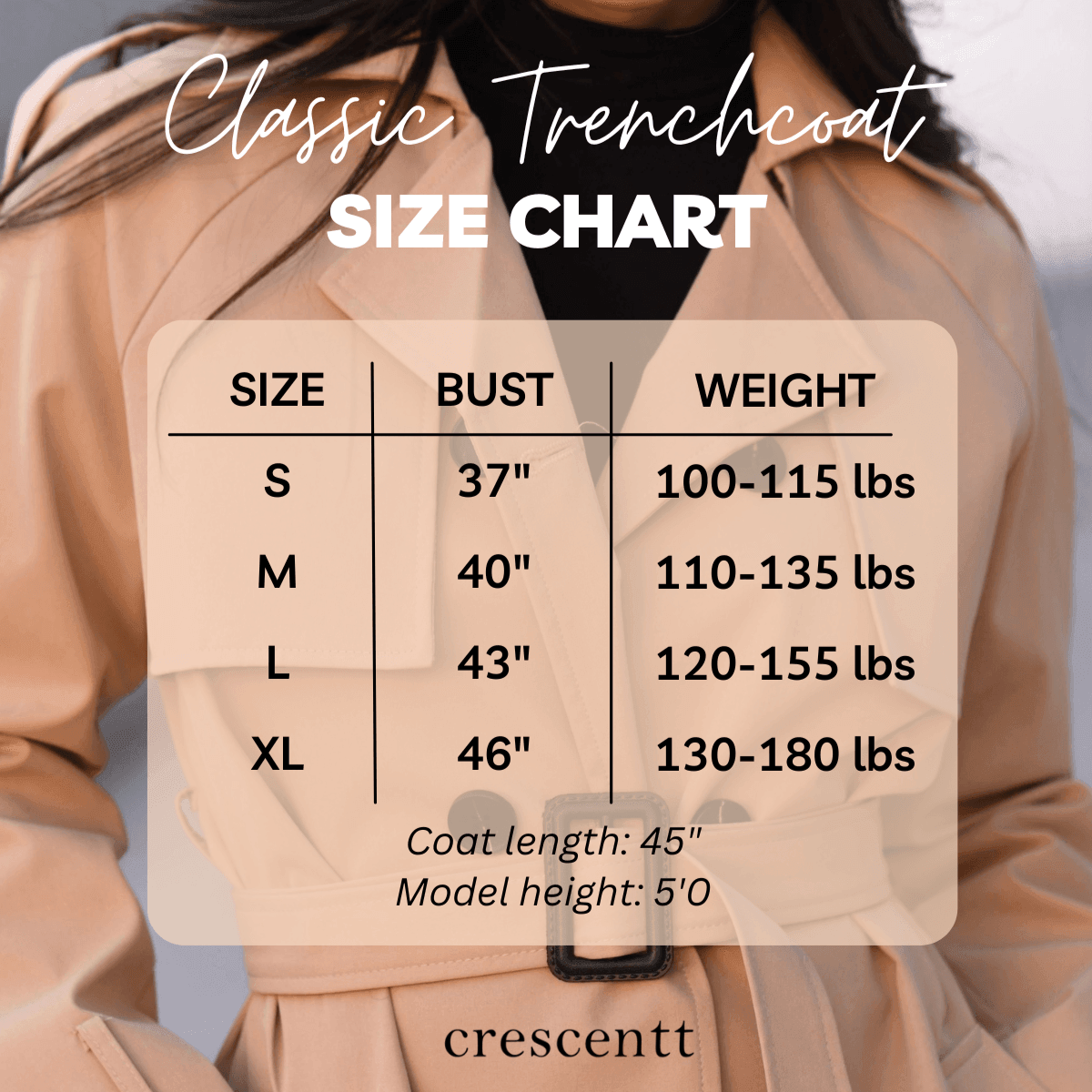 Classic Trench Coat - Khaki - Crescentt Trench Coat