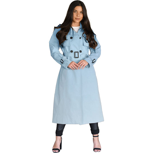 Classic Women's Trench Coat - Pacific Blue